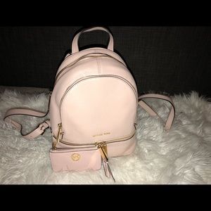 Pink Michael Kors small rhea backpack